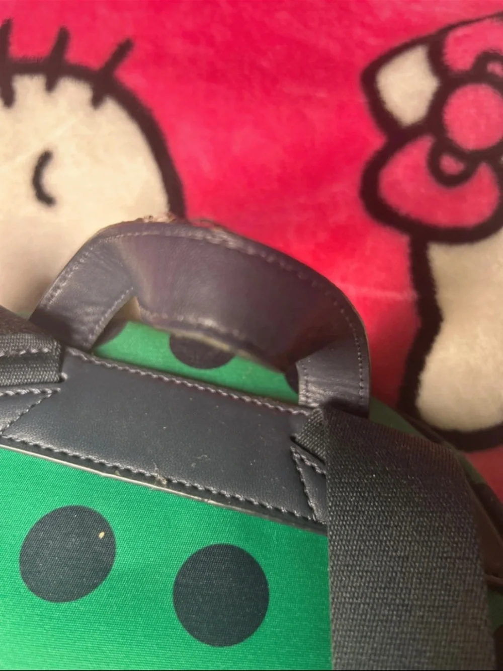 kate spade kids green polka dot backpack with black dots
